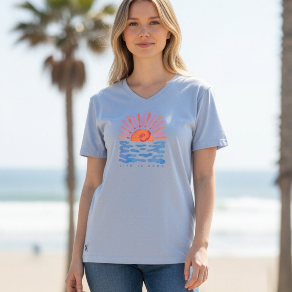 Life is Good W's Sun Water Tie Dye Crusher Vee Tee